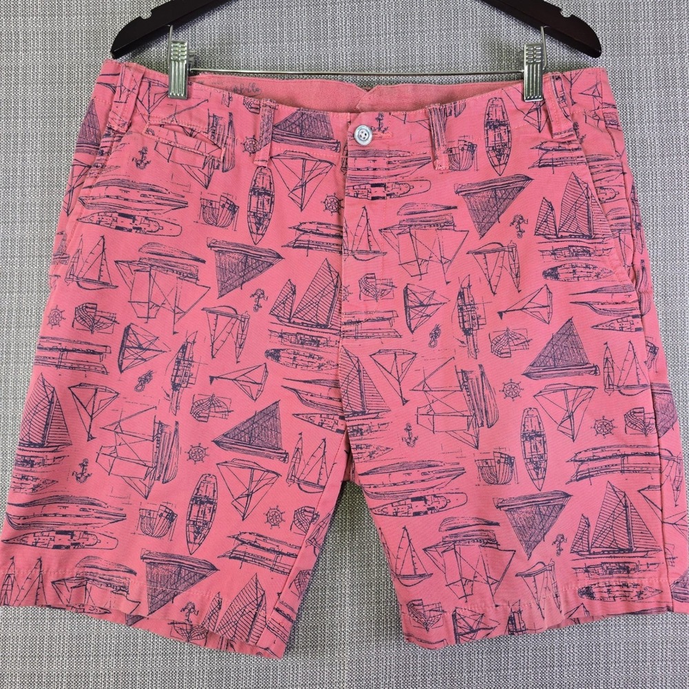 Polo Ralph Lauren Shorts Mens 36 Sailboat Graphic Pink Straight Fit Nautical